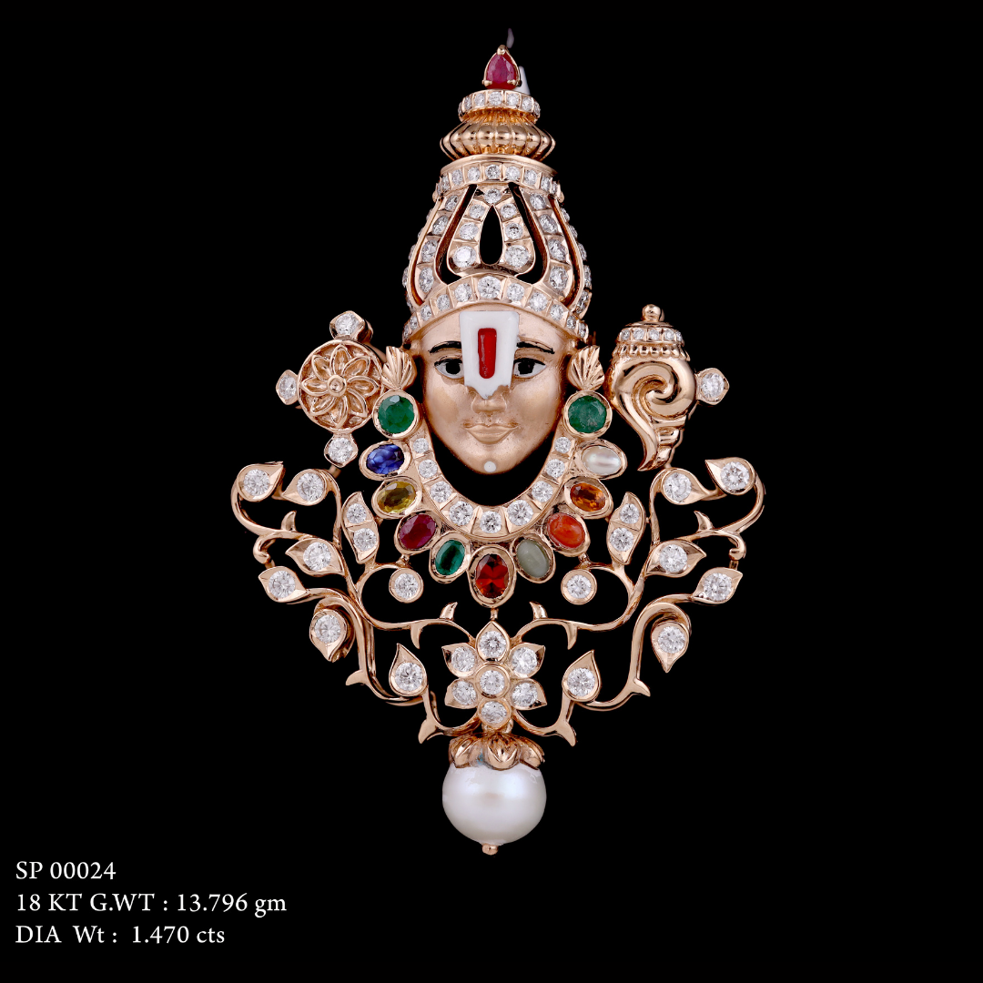 Kimtee Jewellers - God Balaji Navratna Pendant